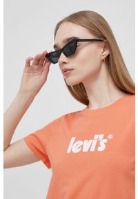 Levi's® - Levi's t-shirt bawełniany kolor pomarańczowy 17369.1839-Reds. Okazja: na spotkanie biznesowe. Kolor: pomarańczowy. Materiał: bawełna. Wzór: nadruk. Styl: biznesowy #2