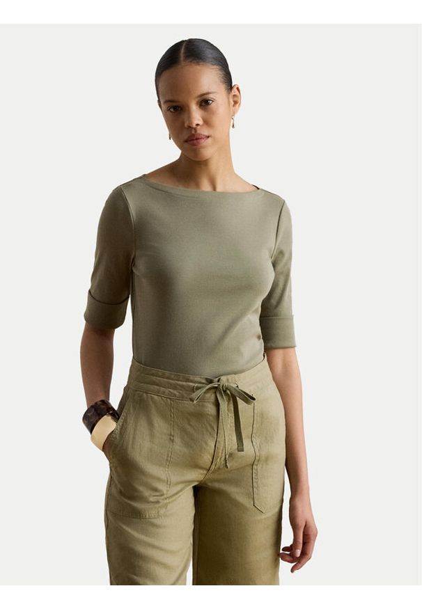 Lauren Ralph Lauren - LAUREN RALPH LAUREN T-Shirt Judy 200654963204 Zielony Regular Fit. Kolor: zielony. Materiał: bawełna
