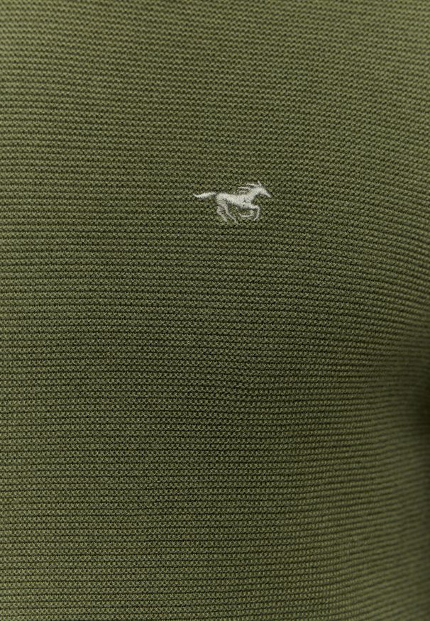 Mustang - MUSTANG ELLIOT MĘSKI SWETER LOGO ELEGANCKI RIFLE GREEN 1015472 6514. Styl: elegancki