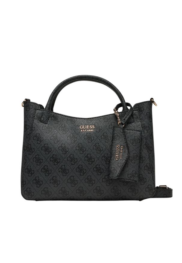 Guess - GUESS Czarna torebka damska Brenton. Kolor: czarny. Materiał: skórzane