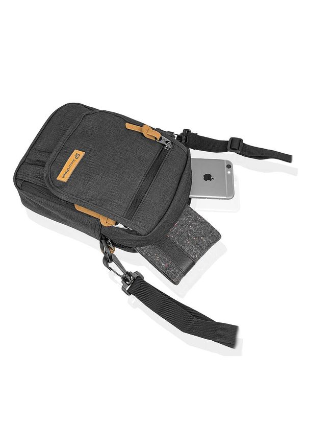Smart Pack - Torebka, Grafitowa Saszetka na Ramię, na Zamek, Męska, Listonoszka, Klasyczna Torba -SMART PACK. Kolor: szary. Materiał: poliester