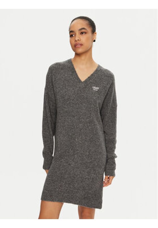 Liu Jo Sukienka dzianinowa WF4430 MA49P Szary Regular Fit. Kolor: szary. Materiał: syntetyk