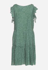 Born2be - Ciemnozielona Bawełniana Sukienka o Rozkloszowanym Kroju w Kropki Giavina. Kolor: zielony. Materiał: bawełna. Wzór: kropki. Typ sukienki: rozkloszowane. Styl: elegancki #5