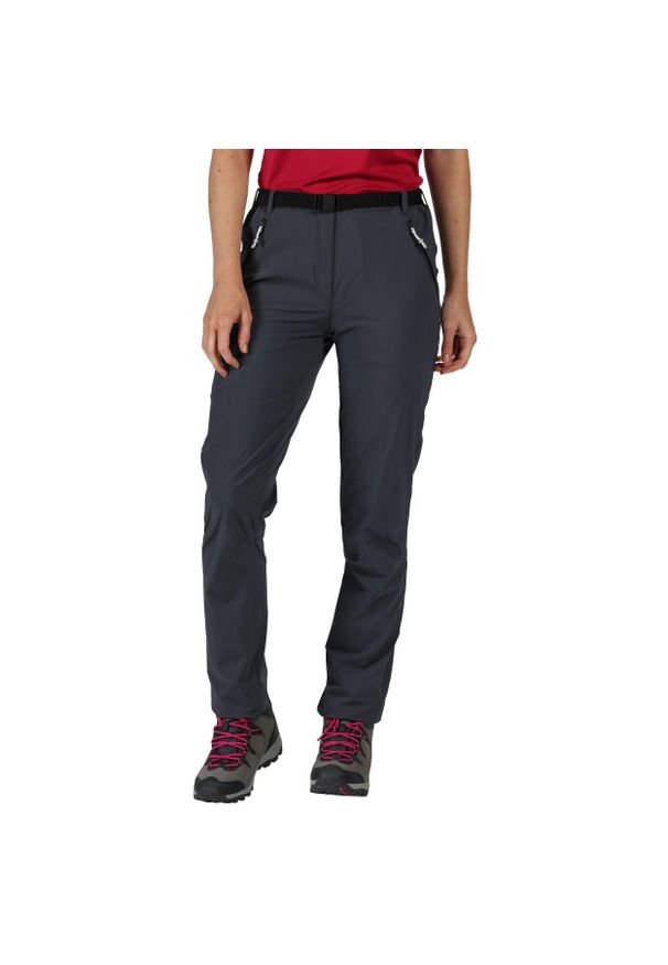 Regatta - Spodnie trekkingowe damskie Xert Stretch. Kolor: szary, niebieski, wielokolorowy. Materiał: materiał. Sezon: lato. Sport: turystyka piesza