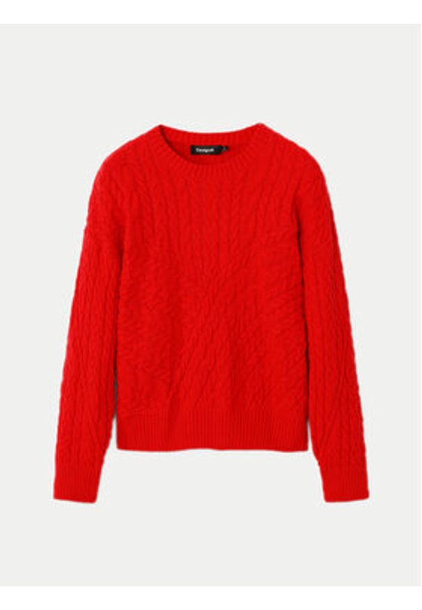 Desigual Sweter Exeter 24WWJF74 Czerwony Regular Fit. Kolor: czerwony. Materiał: bawełna, syntetyk