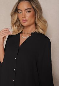 Renee - Czarna Pudełkowa Sukienka Bawełniana Oversize z Dekoltem w Serek Elavellis. Okazja: na co dzień. Typ kołnierza: dekolt w serek. Kolor: czarny. Materiał: bawełna. Typ sukienki: oversize. Styl: elegancki, casual #5