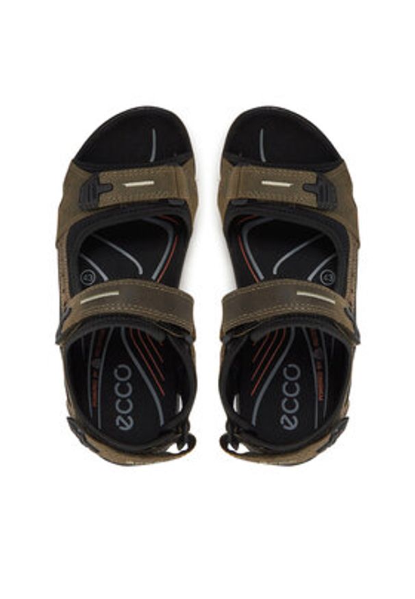 ecco - ECCO Sandały 06956455894 Khaki. Kolor: brązowy. Materiał: nubuk, skóra