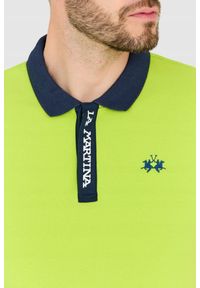La Martina - LA MARTINA Zielona męska koszulka polo. Typ kołnierza: polo. Kolor: zielony #3