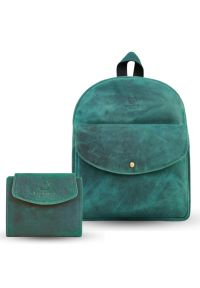 PAOLO PERUZZI - Portfel damski skórzany zielony T-12-GR plecaczek damski miejski vintage T-18-HGR zestaw prezentowy Paolo Peruzzi ZUP-117-GR. Kolor: zielony. Materiał: skóra #1