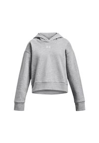 Bluza dresowa dziewczęca Under Armour UA Rival Fleece Crop Hoodie - szara. Kolor: szary. Materiał: dresówka