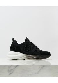 Philipp Plein - PHILIPP PLEIN - Czarne sneakersy Huragan. Wysokość cholewki: przed kostkę. Kolor: czarny. Materiał: guma. Szerokość cholewki: normalna. Wzór: aplikacja #9