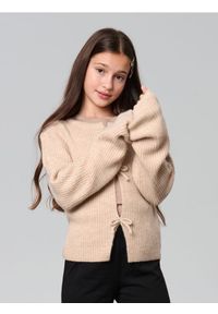 Sinsay - Prążkowany sweter z ozdobnymi wiązaniami - beżowy. Kolor: beżowy. Materiał: prążkowany #1