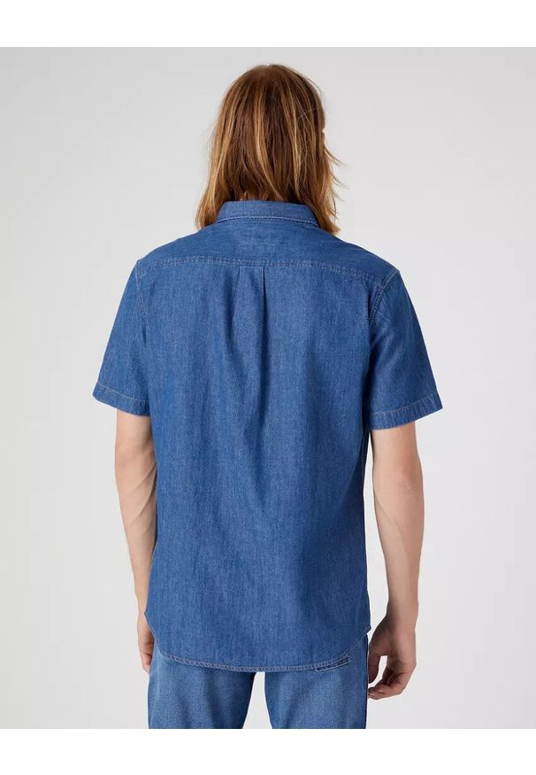Wrangler - WRANGLER SS 1 PKT SHIRT MĘSKA KOSZULA JEANSOWA DARK STONE W5K05K96N 112330854. Materiał: jeans