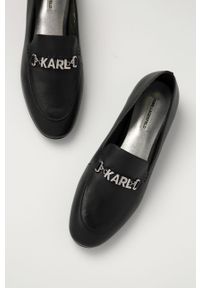 Karl Lagerfeld - Mokasyny skórzane. Nosek buta: okrągły. Kolor: czarny. Materiał: skóra. Szerokość cholewki: normalna. Obcas: na obcasie. Styl: klasyczny. Wysokość obcasa: niski #3