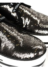 Patrizia Pepe Sneakersy | 2V5803/A635 | Kobieta | Czarny, Srebrny. Zapięcie: sznurówki. Kolor: wielokolorowy, czarny, srebrny. Materiał: materiał, syntetyk, skóra. Wzór: aplikacja. Obcas: na platformie #3
