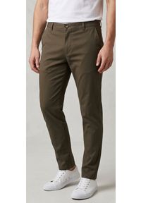 Brązowe, Bawełniane Spodnie Typu Chinos - Rigon - Slim. Kolor: beżowy, wielokolorowy, brązowy. Materiał: elastan, bawełna #6