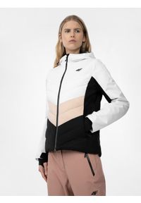 4f - Kurtka narciarska membrana 10 000 damska. Kolor: biały. Materiał: materiał, poliester. Sezon: zima. Sport: narciarstwo #2