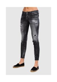 DSQUARED2 Medium waist skinny jeans czarne jeansy damskie. Kolor: czarny. Wzór: aplikacja #1