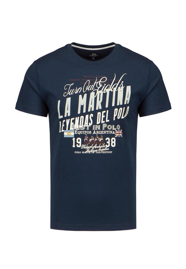 La Martina - T-shirt męski LA MARTINA. Materiał: bawełna. Długość rękawa: krótki rękaw. Długość: krótkie. Wzór: nadruk. Styl: klasyczny
