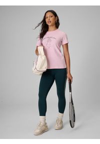 4f - 4F T-shirt regular z nadrukiem damski - różowy S. Kolor: różowy. Materiał: bawełna, materiał, dzianina. Wzór: nadruk. Styl: sportowy, klasyczny #2