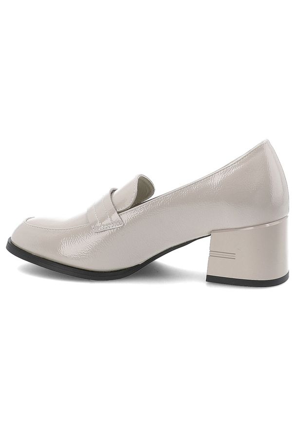 Szare Półbuty Vinceza Eleganckie Obuwie Damskie Na Obcasie. Okazja: na co dzień. Zapięcie: pasek. Kolor: szary. Materiał: materiał, lakier. Obcas: na obcasie. Styl: elegancki. Wysokość obcasa: średni