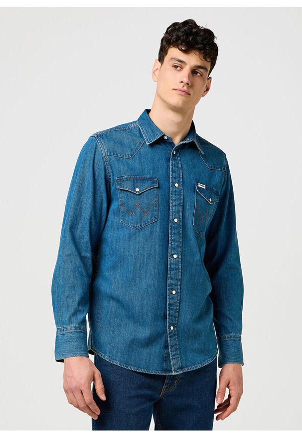 Wrangler - MESKA KOSZULA WRANGLER WESTERN SHIRT OLIVE BREEZE 112371572