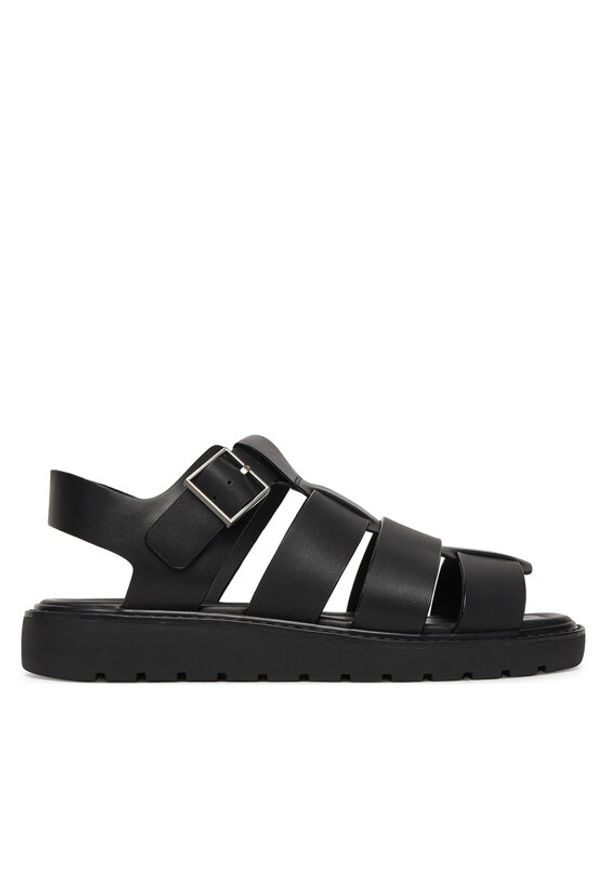 Calvin Klein Sandały Sq Molded Sndl Fisher Lth HW0HW02870 Czarny. Kolor: czarny. Materiał: skóra