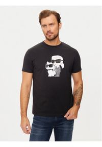 Karl Lagerfeld - KARL LAGERFELD T-Shirt 755061 544241 Czarny Regular Fit. Typ kołnierza: dekolt w karo. Kolor: czarny. Materiał: bawełna #1