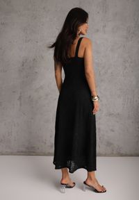 Renee - Czarna Koronkowa Koktajlowa Sukienka o Taliowanym Kroju Ianra. Kolor: czarny. Materiał: koronka. Długość rękawa: na ramiączkach. Wzór: koronka. Styl: wizytowy. Długość: mini #6