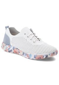 Półbuty damskie Artiker, skóra naturalna perforowana cholewka sznurowanie lekka elastyczna podeszwa z kwiatowym motywem, białe, 58C0586. Zapięcie: sznurówki. Kolor: biały. Materiał: skóra. Szerokość cholewki: normalna. Wzór: kwiaty #1