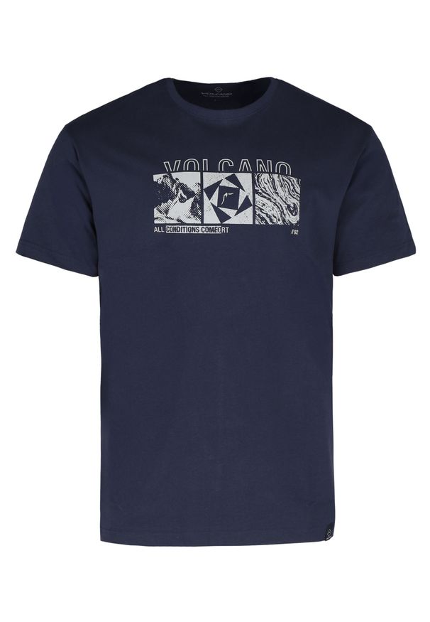 Volcano - T-shirt z outdoorowym nadrukiem, Comfort Fit, T-KELLY. Materiał: bawełna. Długość rękawa: krótki rękaw. Długość: krótkie. Wzór: nadruk