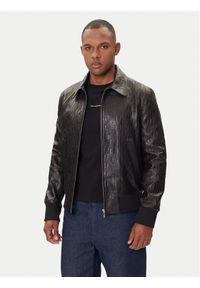 Karl Lagerfeld - KARL LAGERFELD Kurtka skórzana 555000 554400 Czarny Regular Fit. Typ kołnierza: dekolt w karo. Kolor: czarny. Materiał: skóra