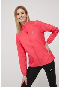 Asics kurtka sportowa Core kolor różowy przejściowa. Kolor: różowy. Materiał: materiał. Styl: sportowy
