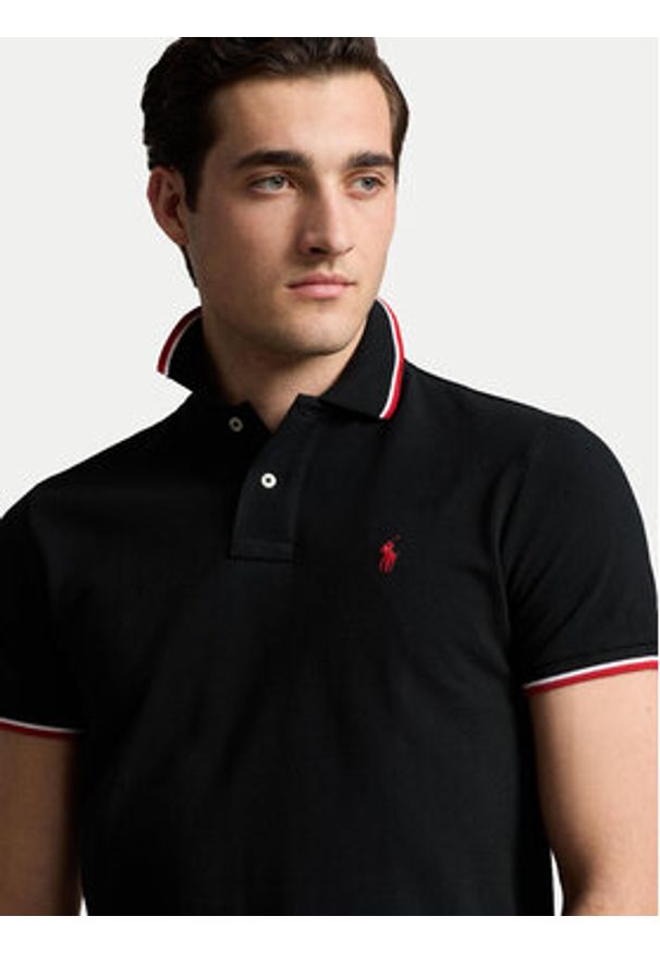 Polo Ralph Lauren Polo Ssl 710842621001 Czarny Slim Fit. Typ kołnierza: polo. Kolor: czarny. Materiał: bawełna