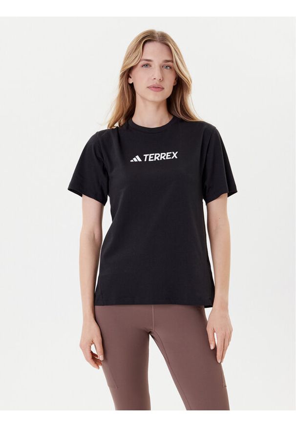 Adidas - adidas T-Shirt Terrex Classic Logo JF9131 Czarny Regular Fit. Kolor: czarny. Materiał: bawełna