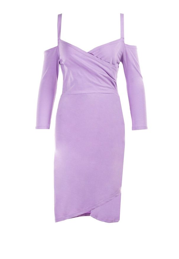 Born2be - Lawendowa Sukienka Doreanne. Kolor: fioletowy. Długość rękawa: na ramiączkach. Typ sukienki: kopertowe. Styl: elegancki. Długość: mini