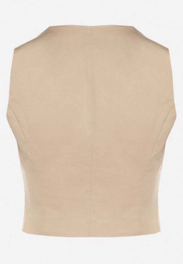 Born2be - Beżowa Bawełniana Kamizelka Garniturowa z Ozdobnymi Guzikami Reilisse. Okazja: na spacer, na co dzień. Kolor: beżowy. Materiał: bawełna. Styl: elegancki, casual