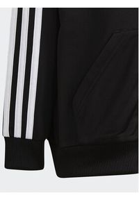 Adidas - adidas Dres Essentials 3-Stripes Shiny Tracksuit HR5906 Czarny Slim Fit. Kolor: czarny. Materiał: syntetyk #4