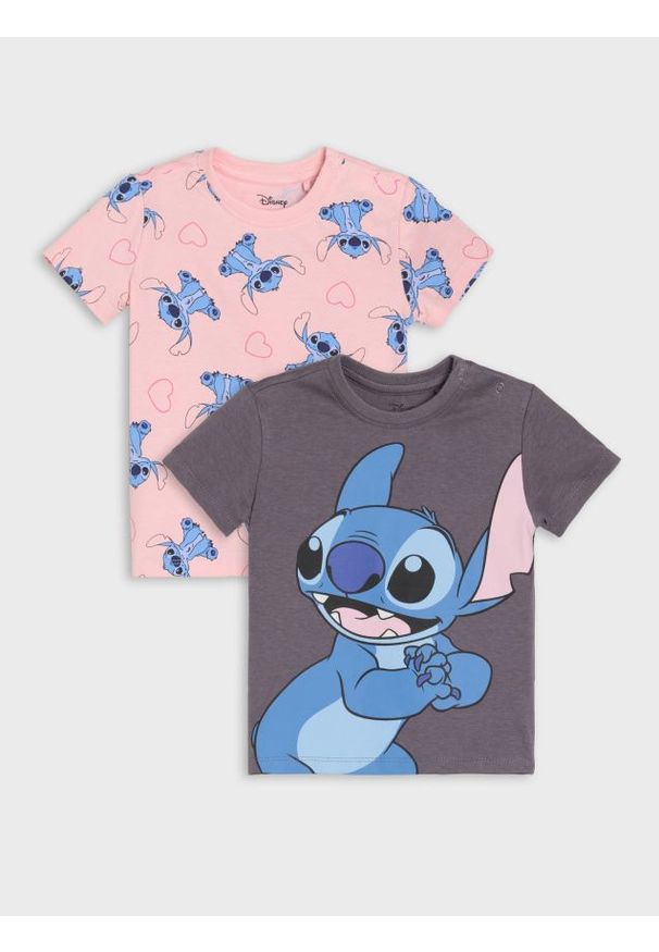 Sinsay - Koszulki 2 pack Stitch - szary. Kolor: szary