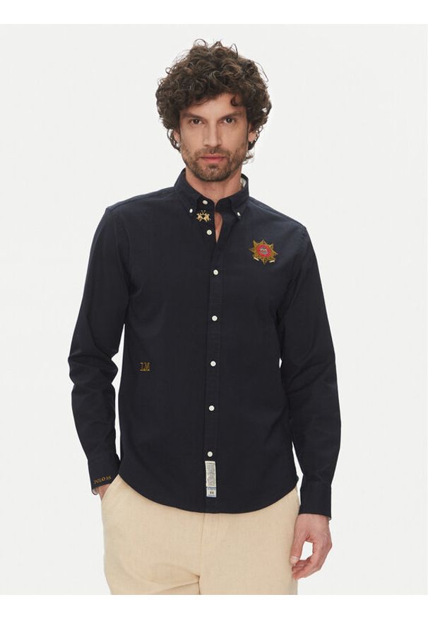 La Martina Koszula Anselmo MACG01 OX092 Granatowy Regular Fit. Kolor: niebieski. Materiał: bawełna
