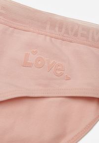 Born2be - Jasnoróżowe Majtki Figi z Bawełną i Ozdobnymi Napisami Phioreia. Kolor: różowy. Materiał: bawełna. Wzór: napisy #3