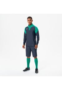 KIPSTA - Bluza piłkarska Kipsta Viralto Club na krótki suwak. Kolor: szary, wielokolorowy, zielony. Materiał: poliester, materiał, elastan. Długość: krótkie. Sport: piłka nożna