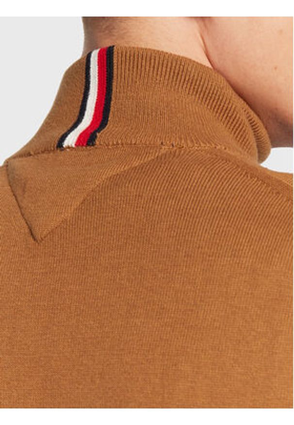 TOMMY HILFIGER - Tommy Hilfiger Sweter Pima MW0MW28049 Beżowy Regular Fit. Kolor: beżowy. Materiał: bawełna