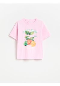 Reserved - T-shirt z nadrukiem - pastelowy róż. Kolor: różowy. Materiał: bawełna. Wzór: nadruk #1