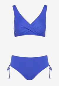 Born2be - Niebieskie Bikini Majtki Typu Figi i Biustonosz z Ozdobnym Wiązaniem Kinnavia. Kolor: niebieski #4