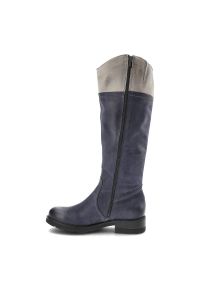 Granatowe Kozaki Karino Damskie Wygodne Obuwie. Okazja: na spacer. Kolor: niebieski. Materiał: zamsz, skóra. Sezon: jesień. Styl: elegancki #10