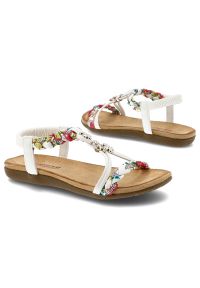 Sandały damskie Artiker, cholewka z materiału elastyczny pasek na pięcie plecione detale, białe, 58C0626. Zapięcie: pasek. Kolor: biały. Materiał: materiał #5