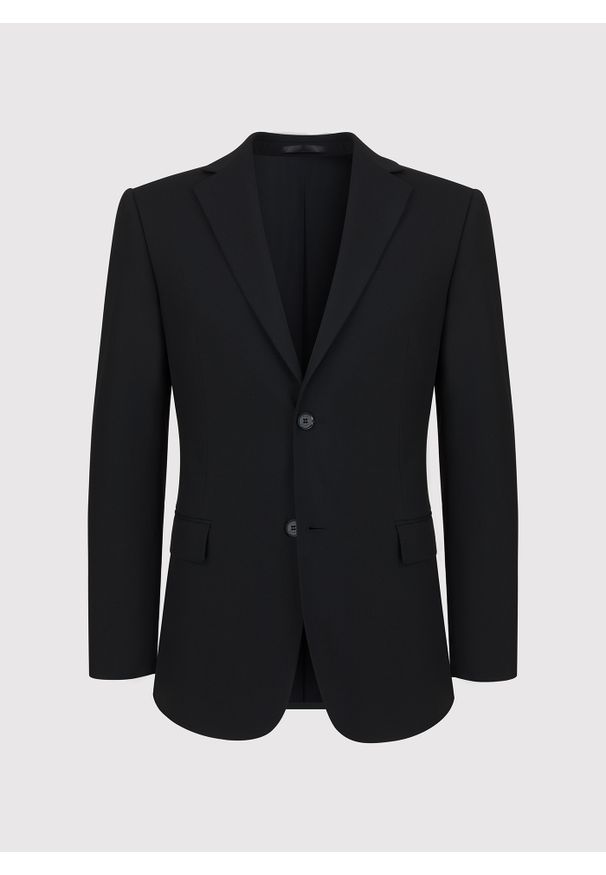 Pako Lorente - PAKO LORENTE - Gładki czarny garnitur męski. Kolor: czarny. Materiał: poliester, wiskoza, elastan. Wzór: gładki