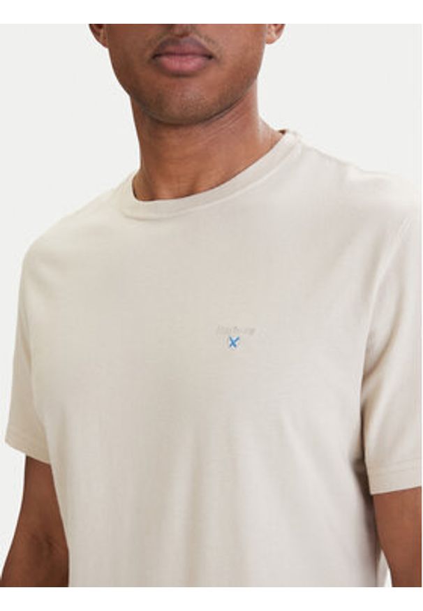 Barbour T-Shirt Tartan MTS0670BE12 Beżowy jasny Tailored Fit. Kolor: beżowy. Materiał: bawełna