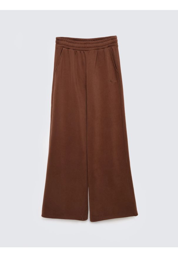 Big-Star - Spodnie damskie dresowe z prostą nogawką brązowe Martap 804. Okazja: na spacer. Kolor: brązowy. Materiał: dresówka. Wzór: haft. Typ sukienki: proste. Styl: elegancki